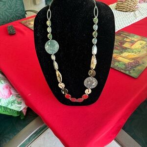 Natasha Couture Gold and Silver Multicolor Necklace